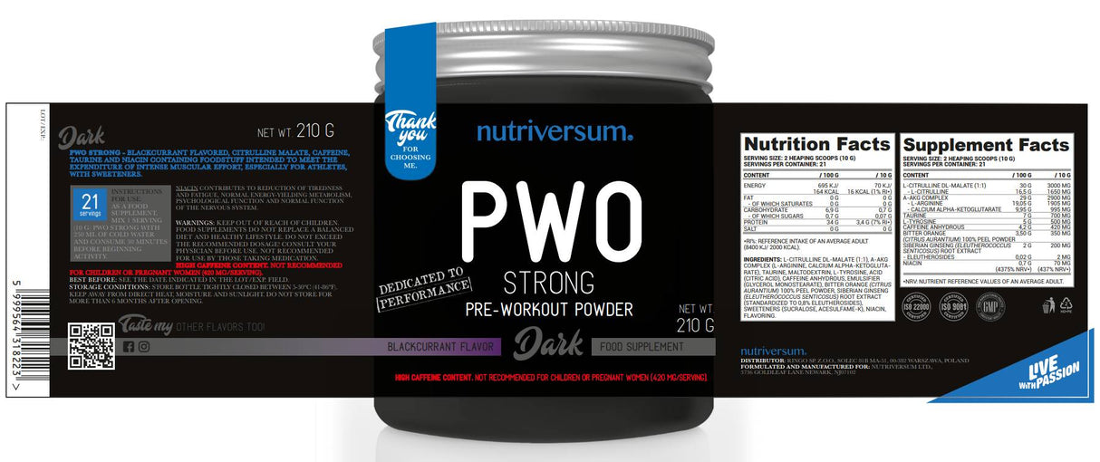 PWO puternic | Pre-antrenament - 210 grame