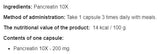 Pancreatină 10x 200 mg - 100 capsule