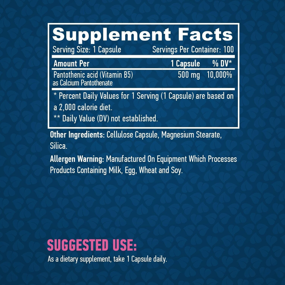 Acid pantotenic 500 mg / 100 Vcaps