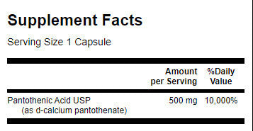 Acid pantotenic 500 mg - 250 capsule