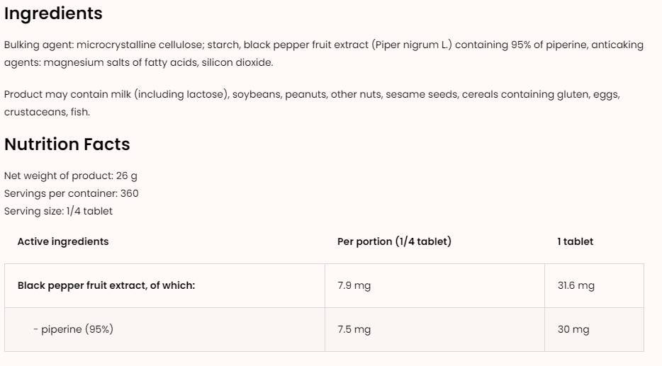Piperine 30 Max 90 comprimate