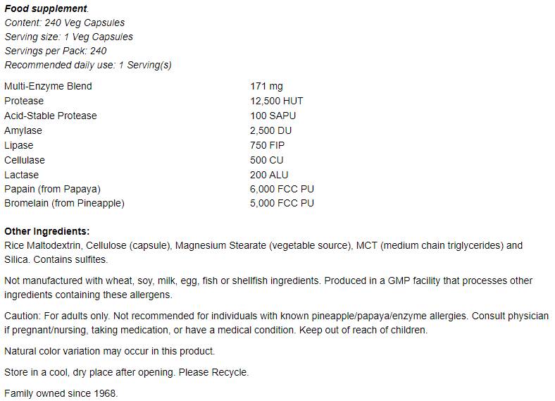 Enzime vegetale - 240 capsule