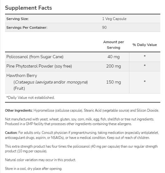 Policosanol 40 mg | Extra Putere - 90 capsule