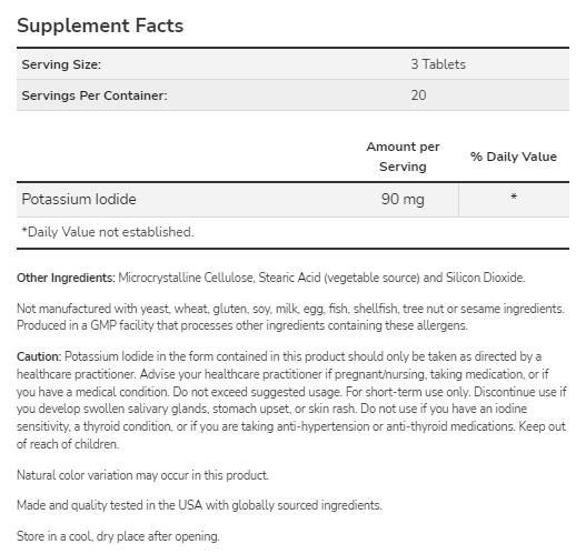 Iodură de potasiu 30 mg - 60 comprimate