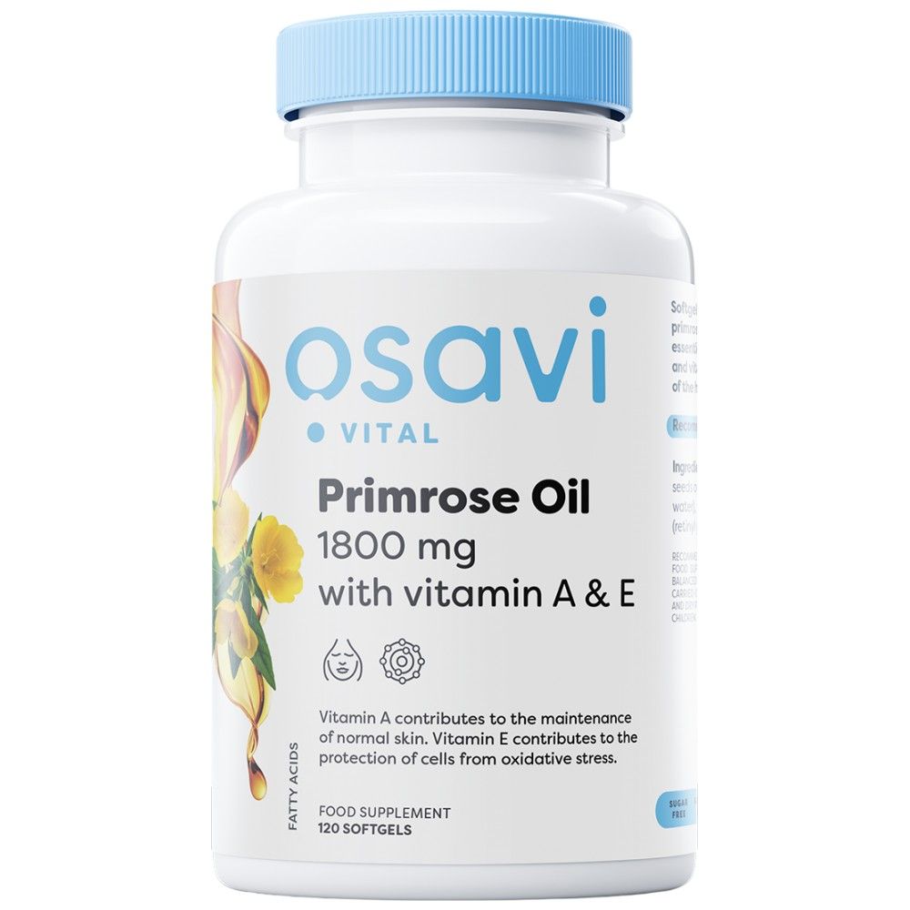 Ulei de primula 1800 mg | cu Vitamina A &amp; E - 60 capsule de gel