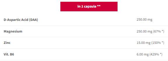 Formula ProZMA+ pentru bărbați | ZMA + Acid D-Aspartic - 90 capsule