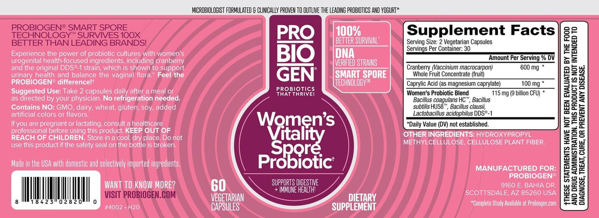 Probiogen Women's Vitality Probiotic - Probiotic pentru femei - 60 capsule