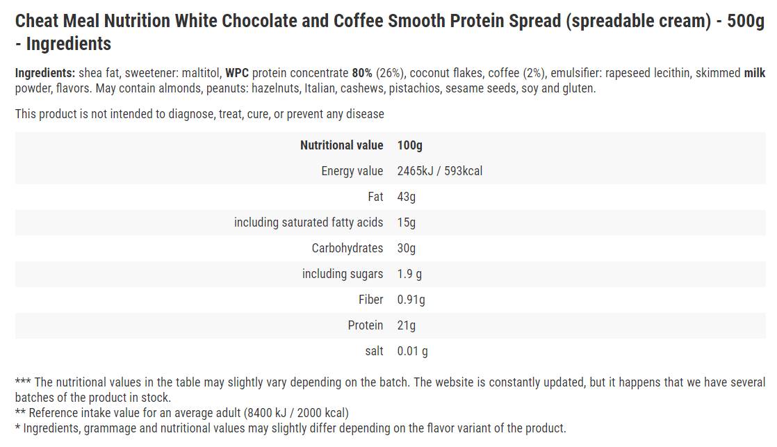 Protein Tartinat / Ciocolata alba si cafea - 500 grame