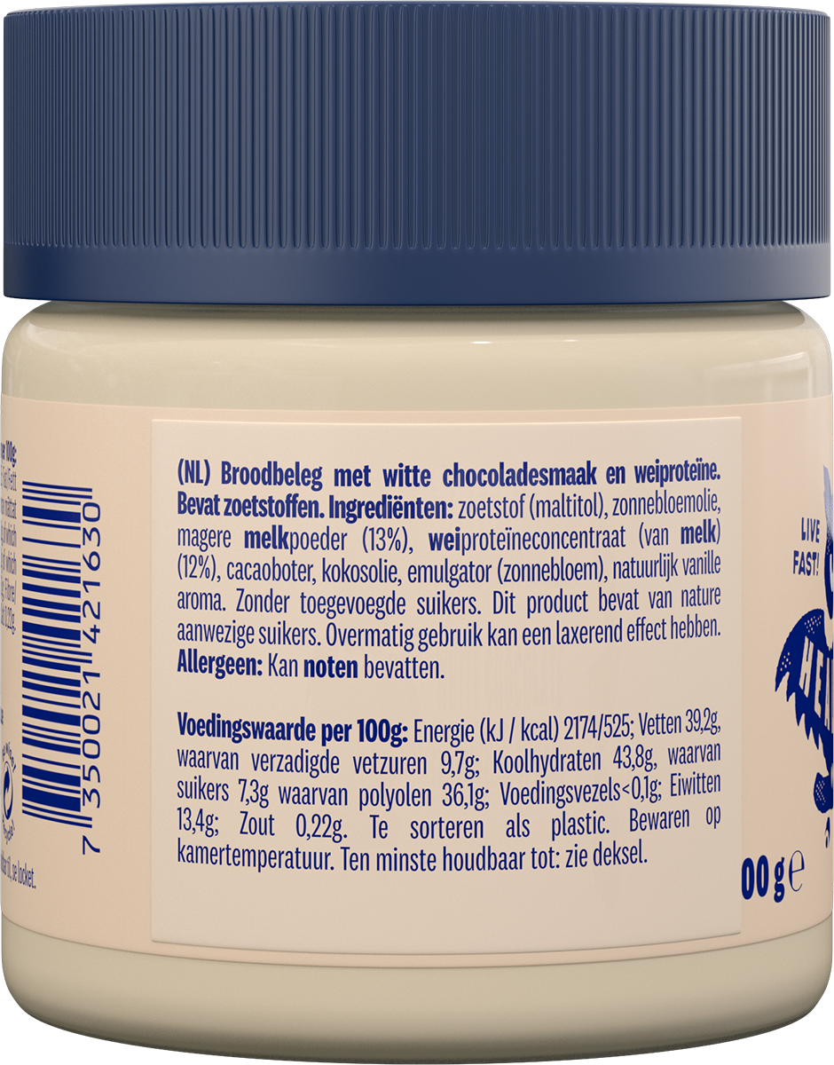 Proteinella White Chocolate 200 g - ciocolata alba lichida fara adaos de zahar si fara ulei de palmier