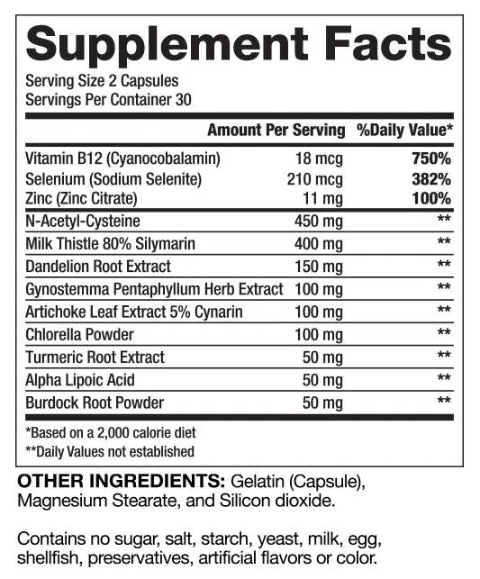 Proven Liver Dtox / Natural Detoxification 60 capsule