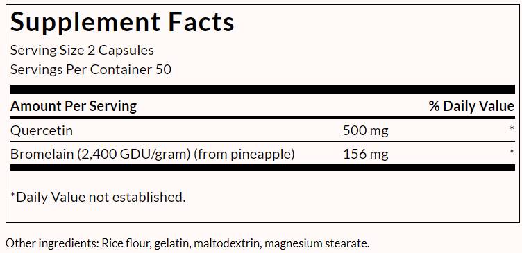 Quercetin &amp; Bromelain - Formula avansata - 100 capsule