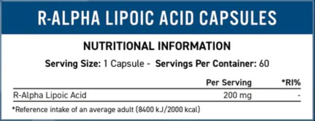 R-ALA 200 mg | Acid R-Alfa Lipoic - 60 capsule