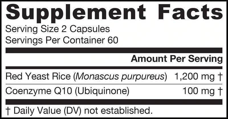 Drojdie de Orez Roșu 1200 mg + CoQ10 100 mg - Drojdie de Orez Roșu + Coenzima Q10 120 capsule