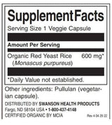 Drojdie de Orez Roșu 600 mg | Fabricat cu drojdie de orez rosu organic - 60 de capsule