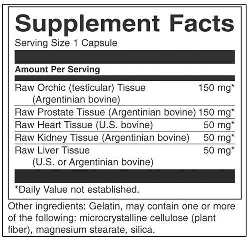 Raw Multi-Glandular pentru bărbați 450 mg 60 capsule