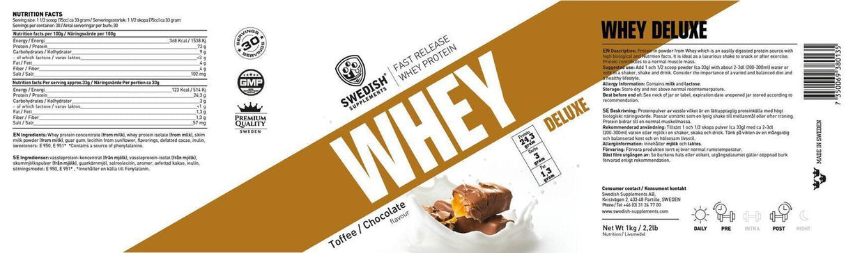 Suplimente SUEDEZE Whey Protein Deluxe [1800 grame, 54 doze]