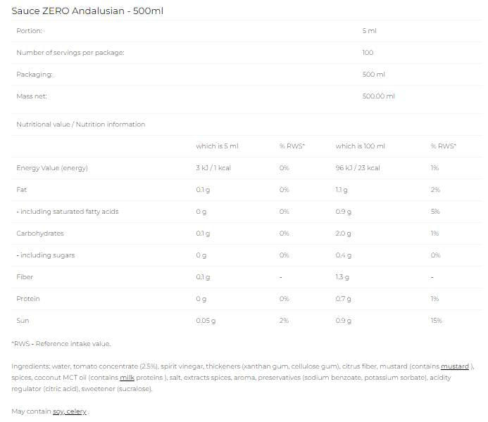 Sos Zero - Andaluz - 500 ml