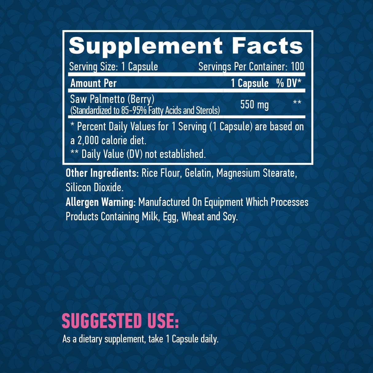 Saw Palmetto 550 mg. / 100 Caps.