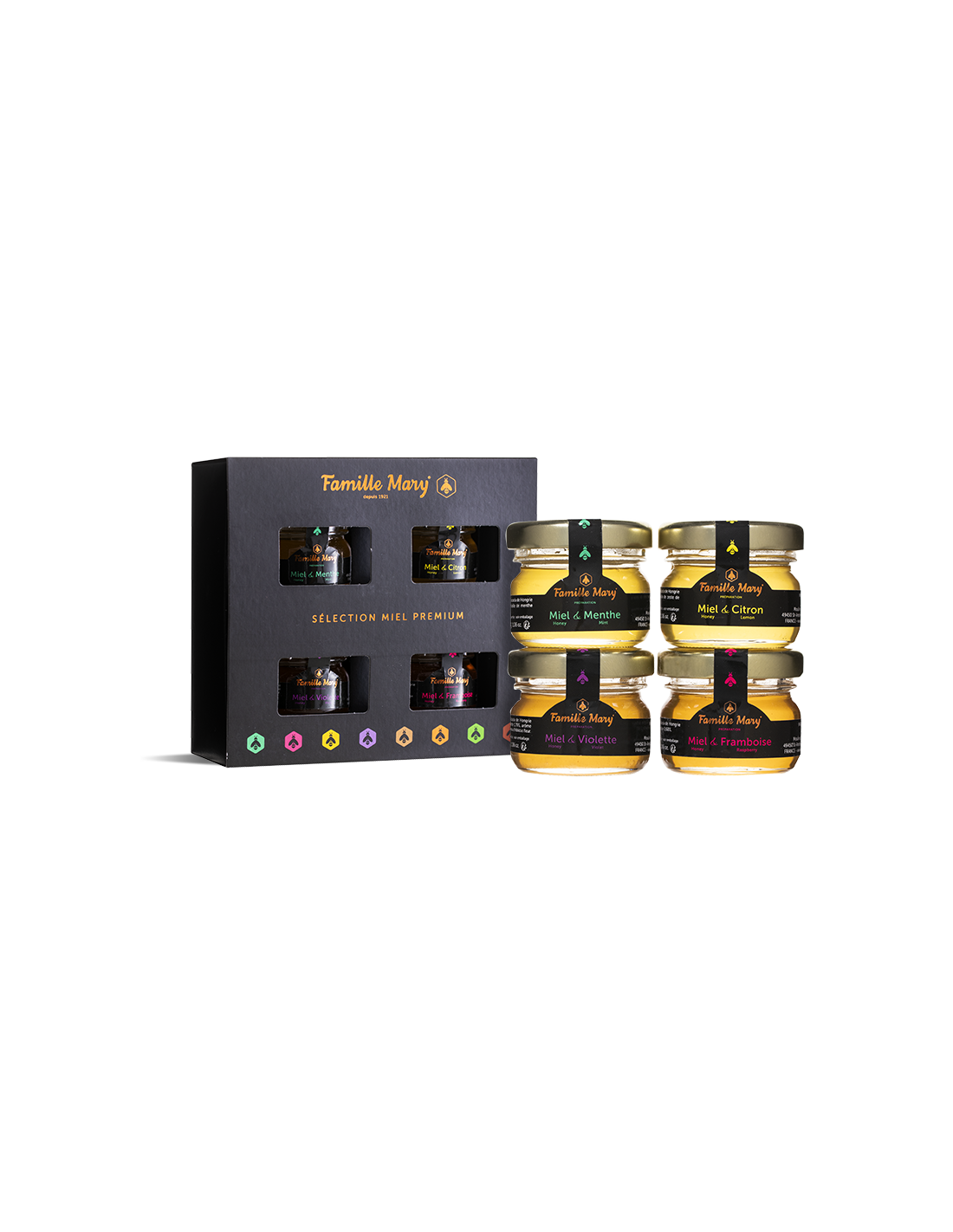 Selecție de miere de salcâm premium cu uleiuri esențiale - Selection Miel Premium, 4 buc. x 30 g