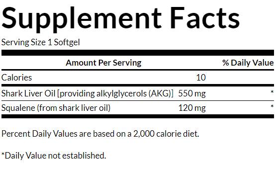 Ulei de ficat de rechin 550 mg 60 capsule de gel