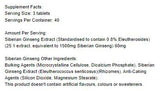 Ginseng siberian 1500 mg - 120 tablete
