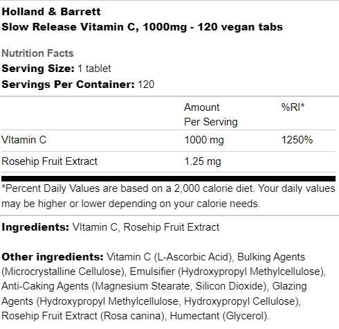 Vitamina C cu eliberare lenta 1000 mg - 120 tablete