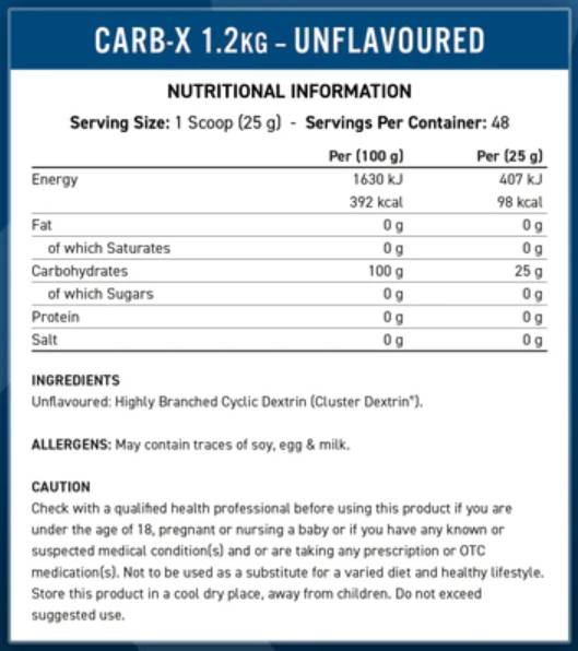 Carb-X | 100% carbohidrați ciclici de dextrină - 300 de grame