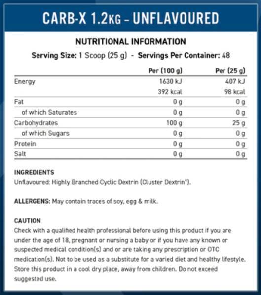 Carb-X | 100% carbohidrați ciclici de dextrină - 1200 de grame