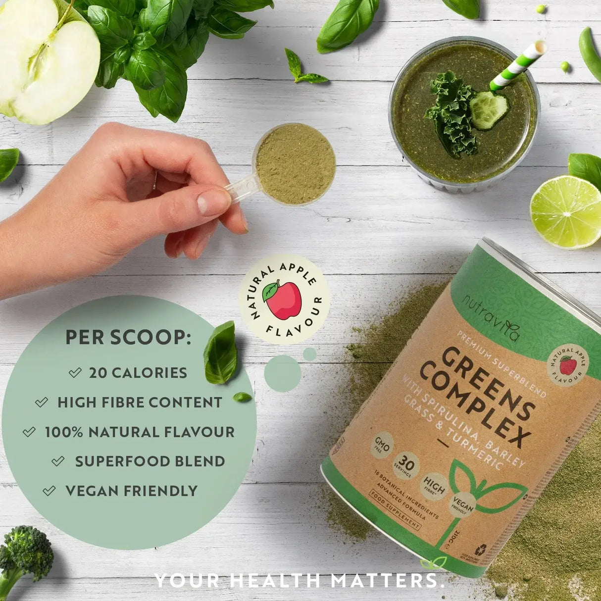 Complex Super Greens (18 ingrediente active) 200 g Nutravita