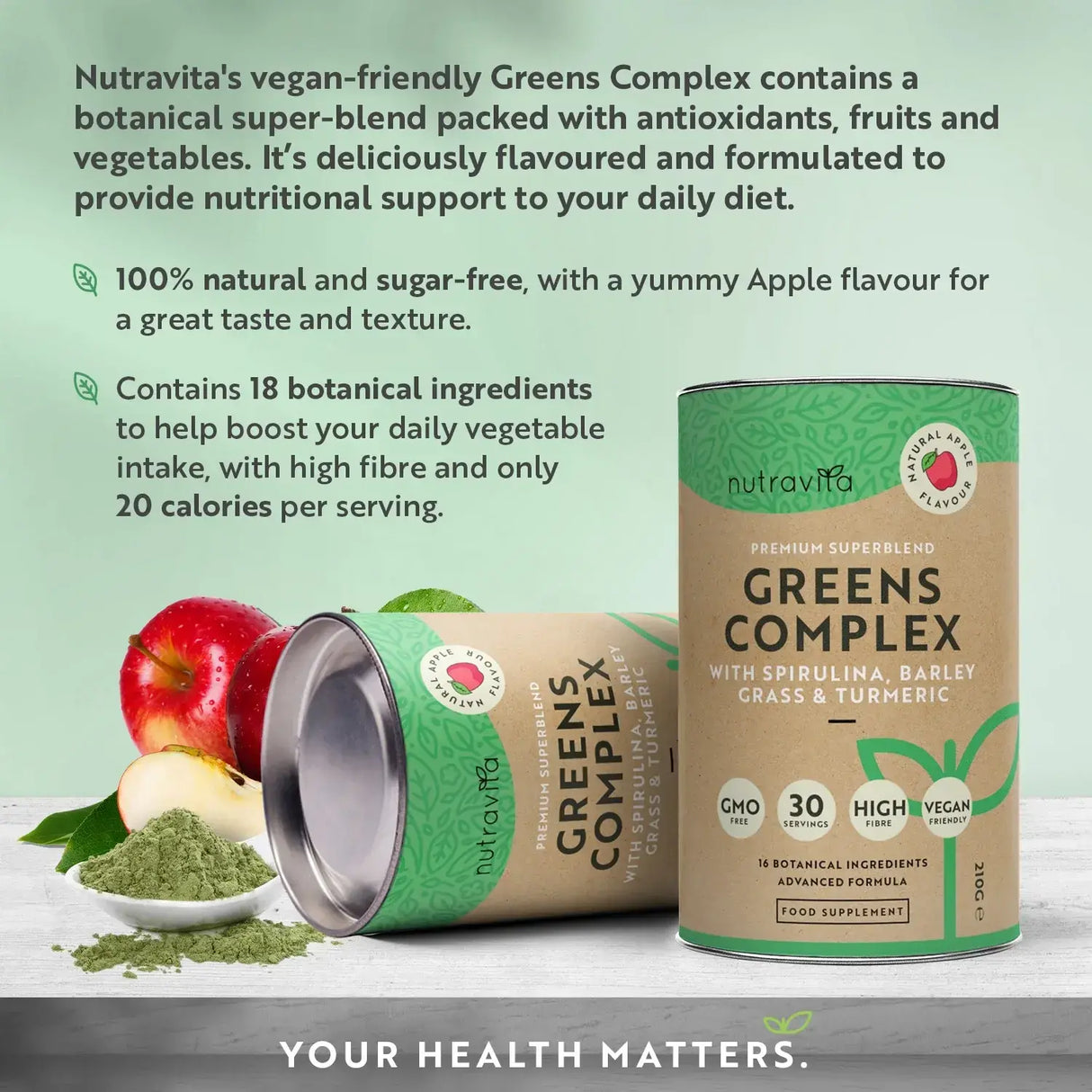 Complex Super Greens (18 ingrediente active) 200 g Nutravita