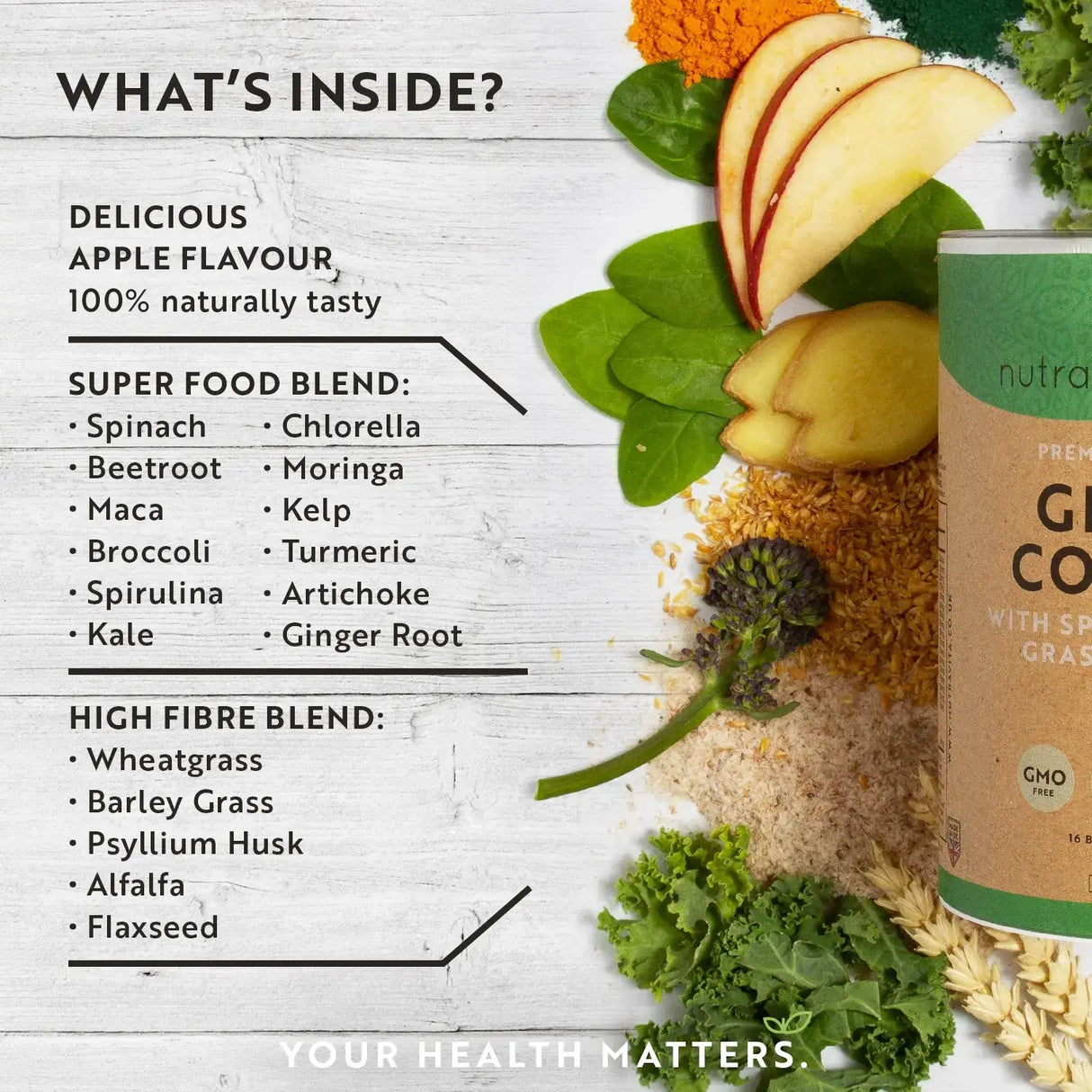 Complex Super Greens (18 ingrediente active) 200 g Nutravita