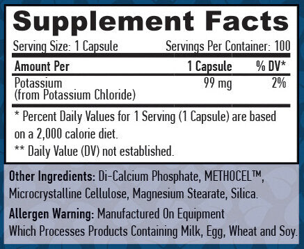 Potasiu cu eliberare susținută 99 mg. / 100 Vcaps.