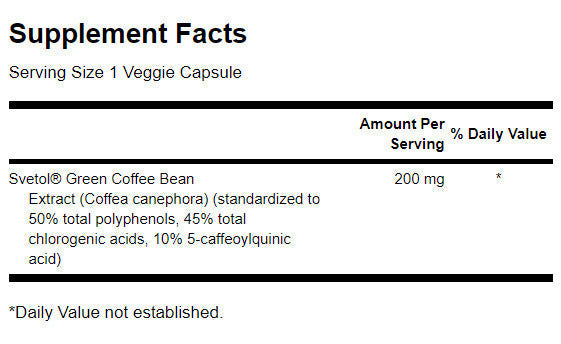 Extract de boabe de cafea verde Svetol 200 mg - 60 capsule