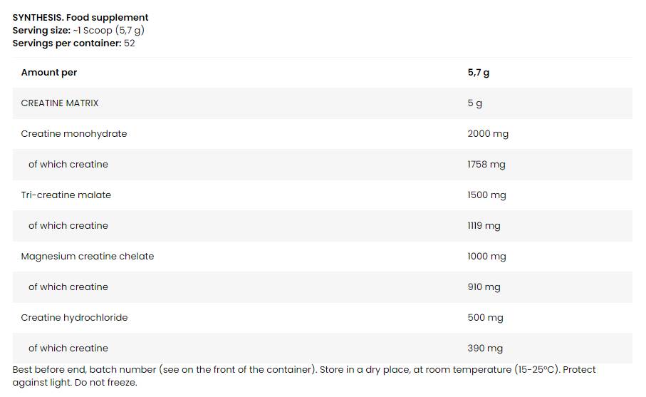 Sinteză | Multi Creatine Complex Matrix - 300 de grame
