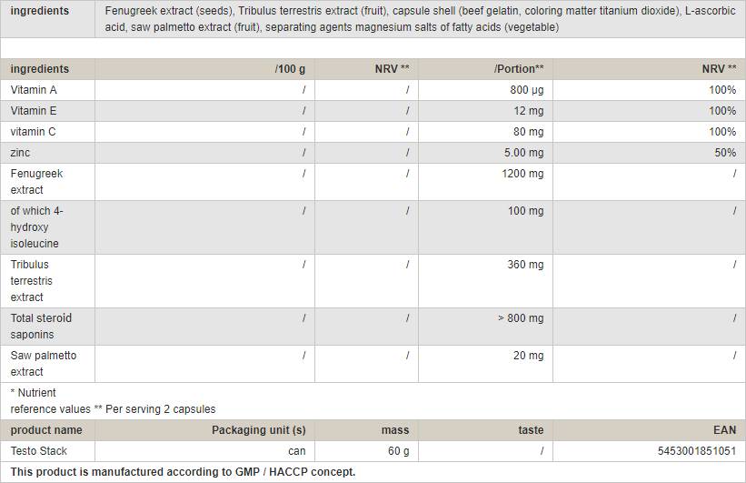 Testo Stack - 60 de capsule
