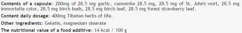 Tibetan Herbs of Life 200 mg - 100 capsule