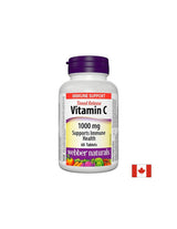 Vitamina C cu eliberare în timp - Vitamina C 1000 mg, 60 de tablete cu eliberare prelungită Webber Naturals