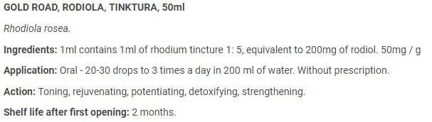 Tinctura de Rhodiola - 50 ml