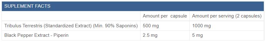 Tribulus 90% + Piperine - 90 capsule