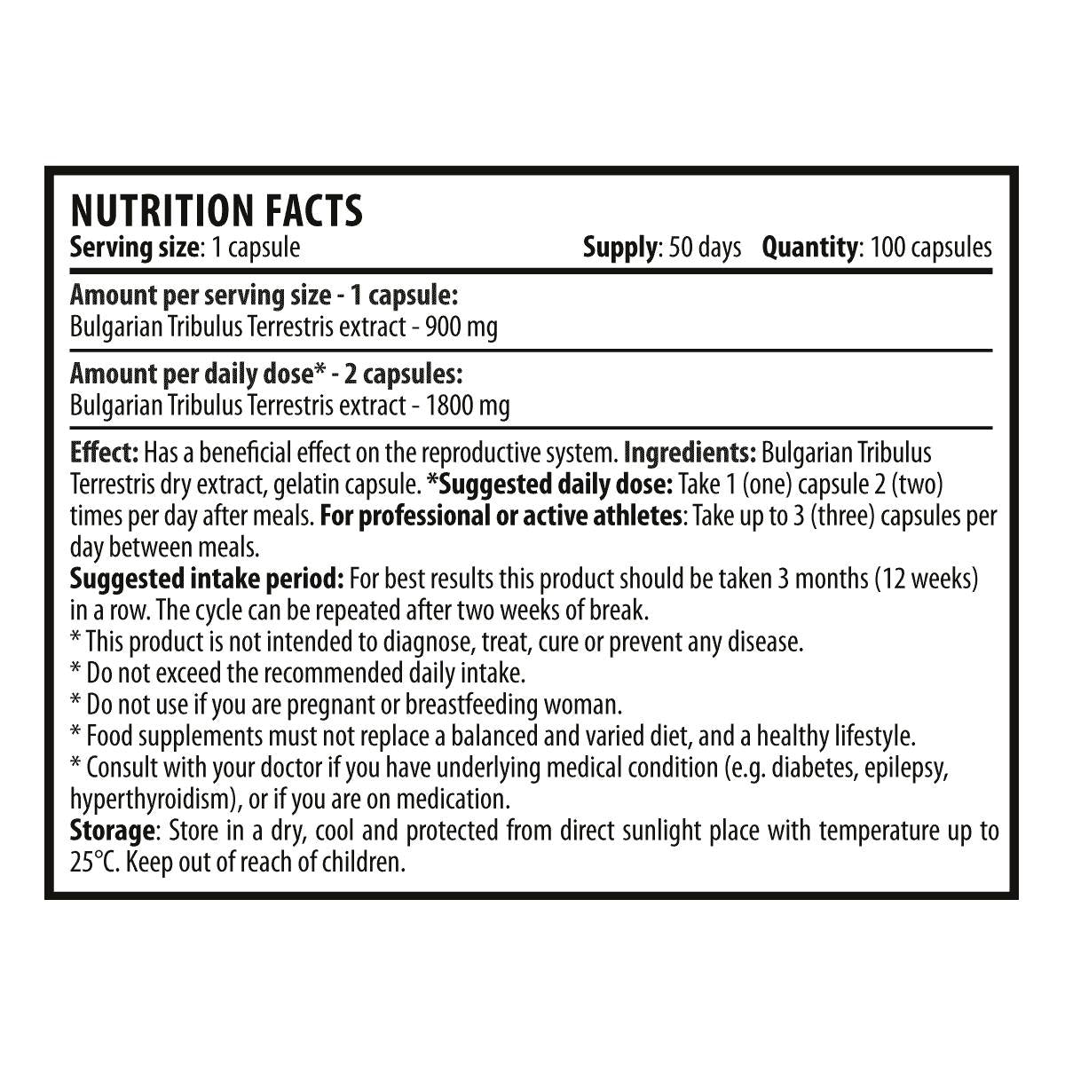 Tribulus Max 1800 mg - 100 capsule