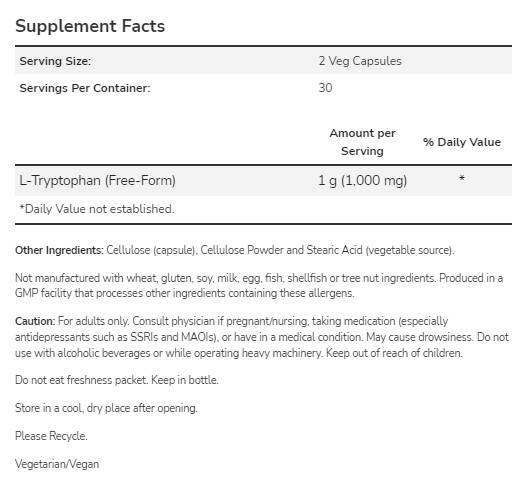 Triptofan 500 mg - 60 capsule