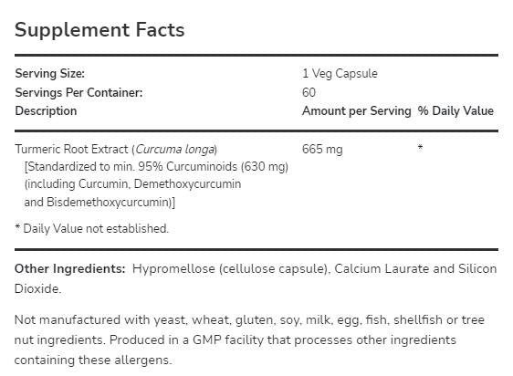 Turmeric Curcumin 665 mg - 120 capsule