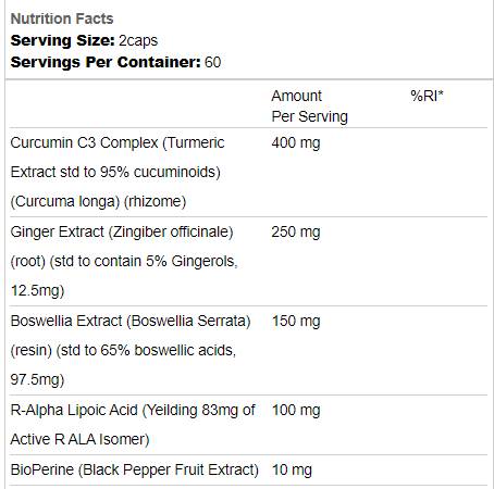 Turmeric+ | cu Boswellia &amp; R-ALA - 120 capsule