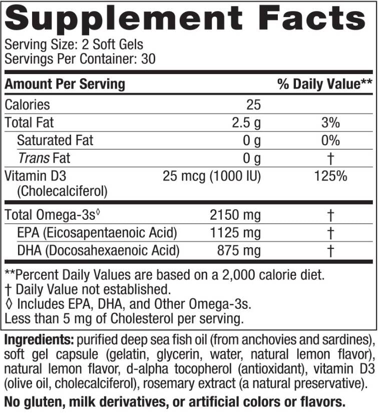 Ultimate Omega 2X 2150mg | Cu Vitamina D3 - 60 capsule de gel