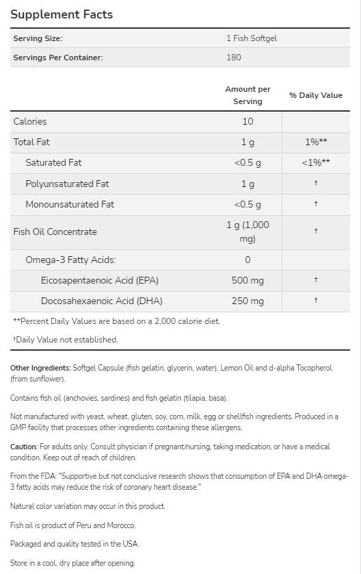 Ultra Omega 3 | Gelatina de peste - 180 de capsule moi