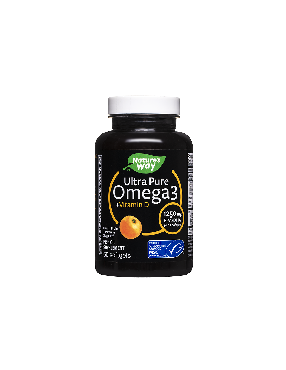 Ultra Pure Omega-3 + Vitamina D3- Ultra Pure Omega-3 1250 mg + Vitamina D3 1000 UI, 60 capsule moale Nature's Way