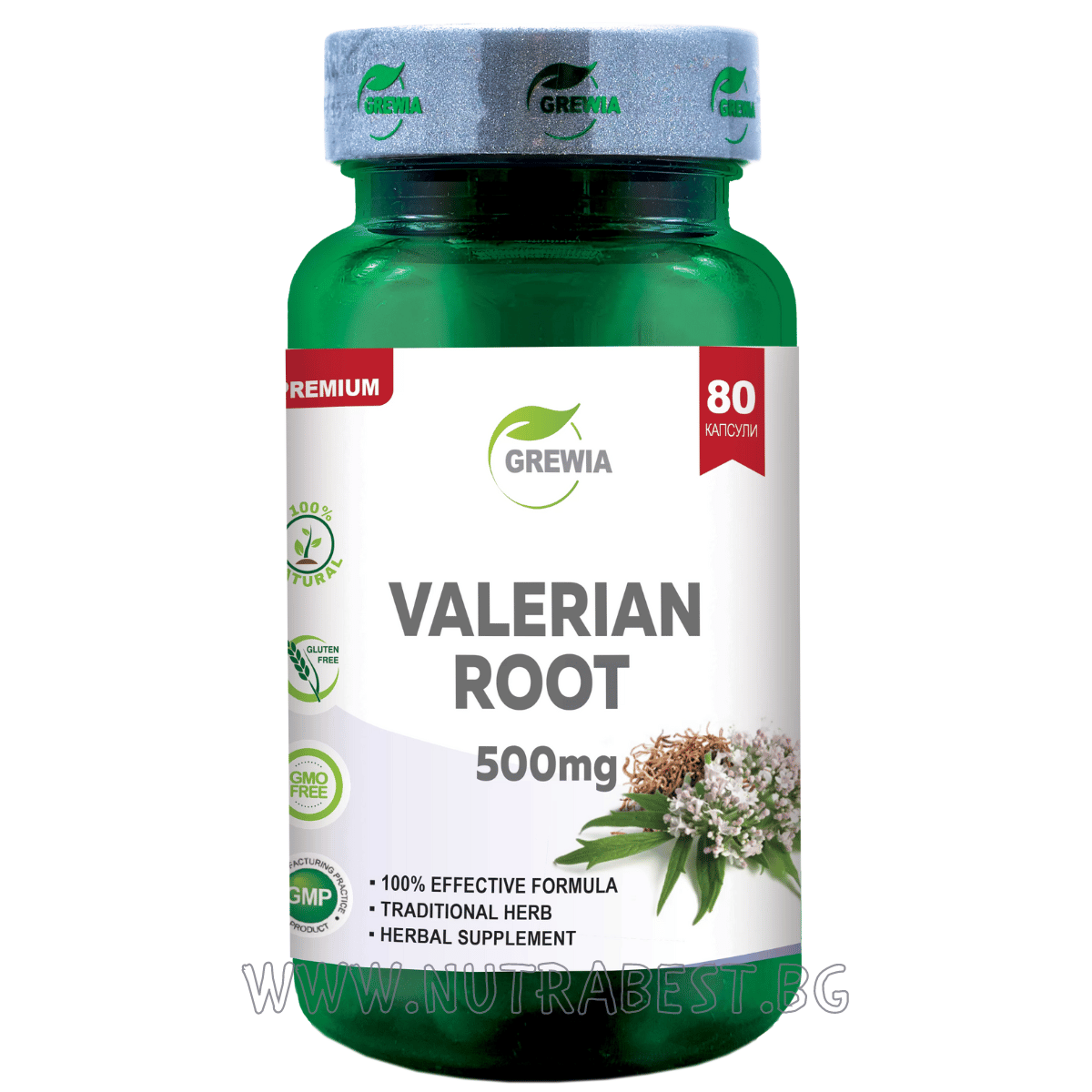 RĂDĂCINA DE VALERIANĂ 500MG / 80 CAPSULE, 80 DOZE/ GREWIA