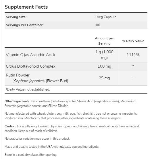 Vitamina C-1000 / cu Bioflavonoide - 100 capsule