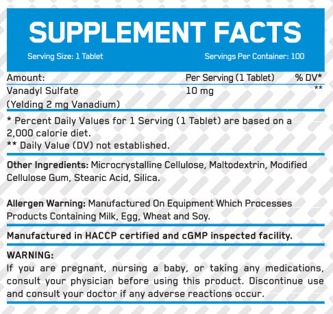Sulfat de vanadil 10 mg / 100 comprimate