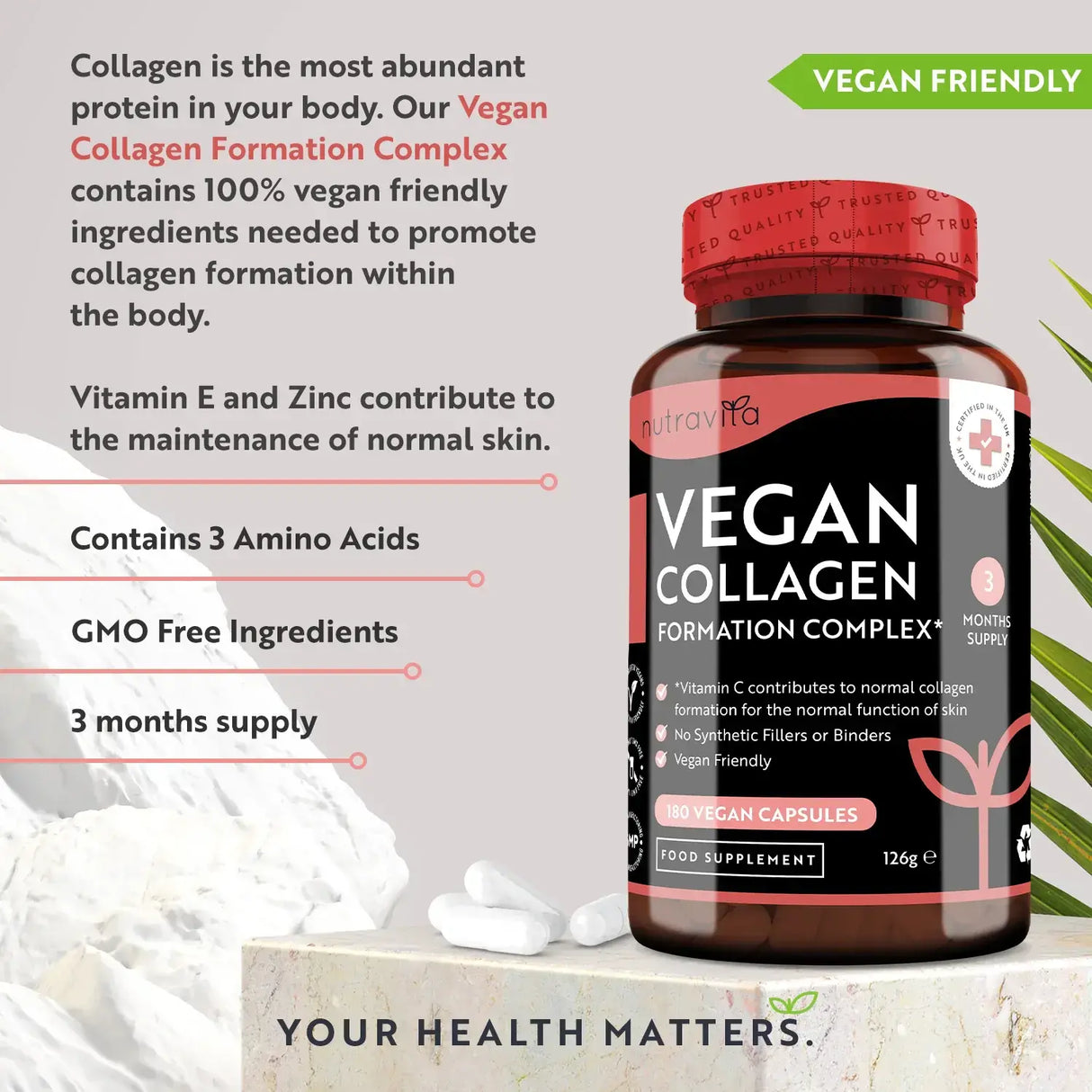 Complex vegan de formare a colagenului 180 Vcaps. Nutravita